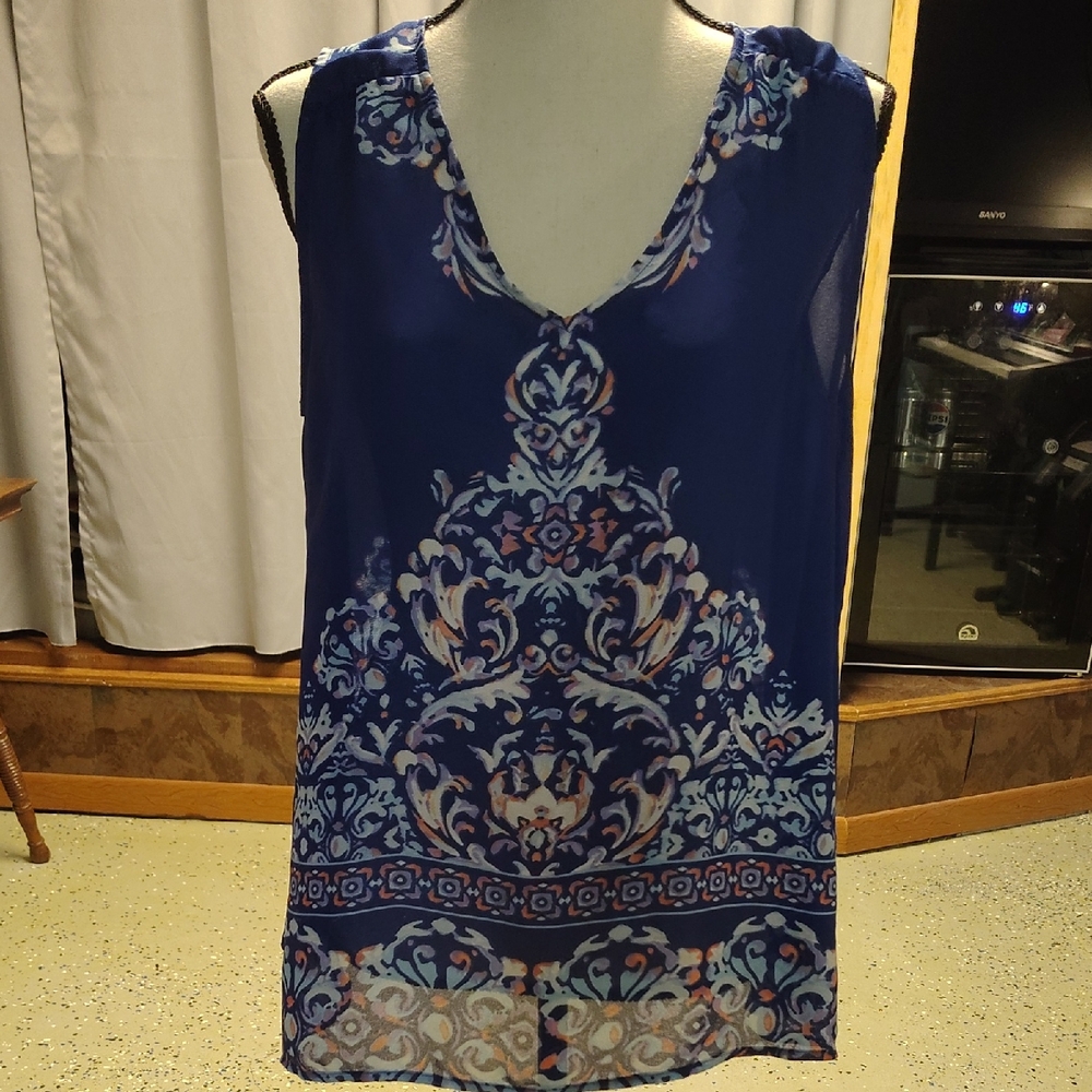 Elegant Blue Patterned Women's Top